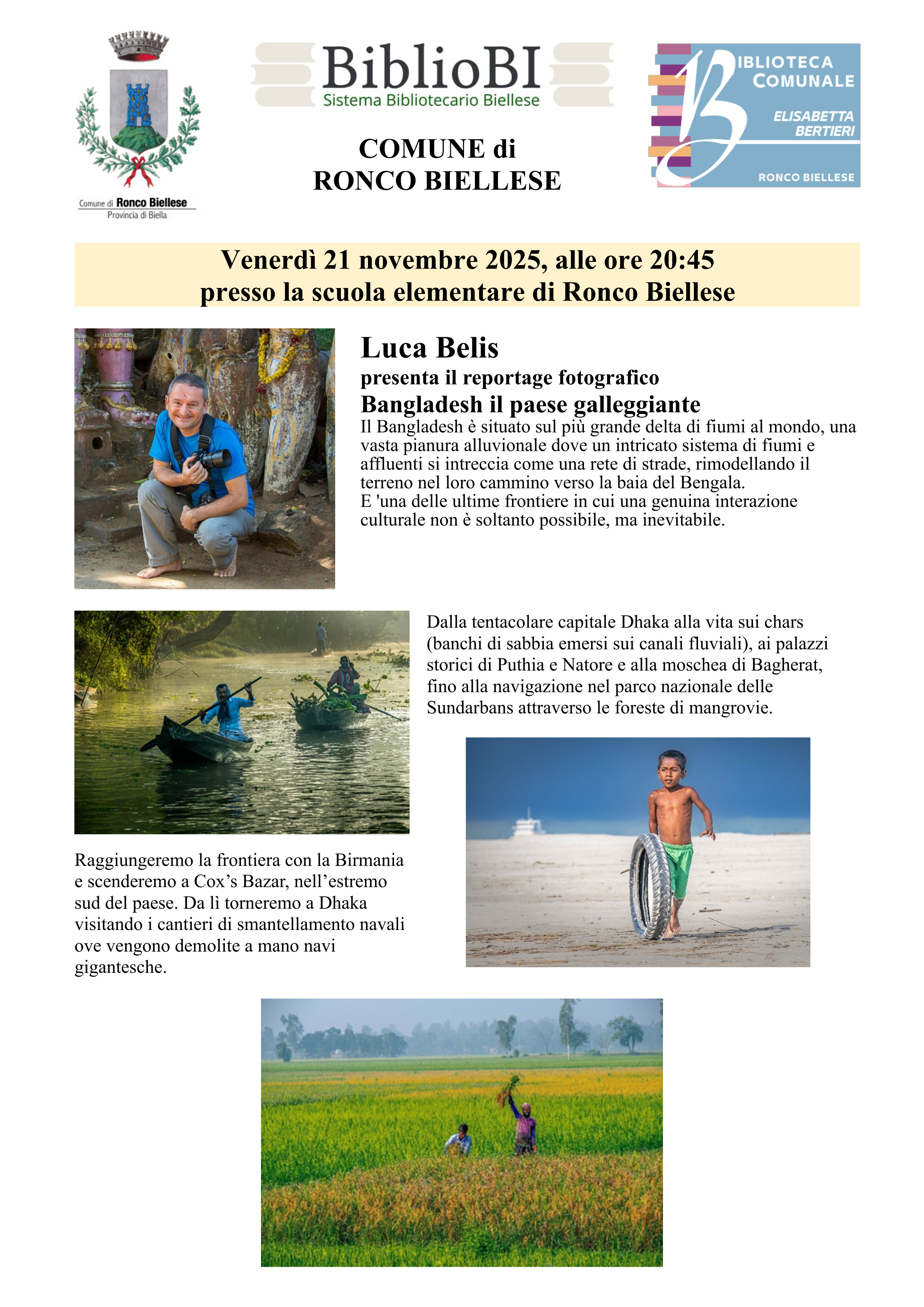 Luca Belis presenta il reportage fotografico "Bangladesh, il paese galleggiante"
