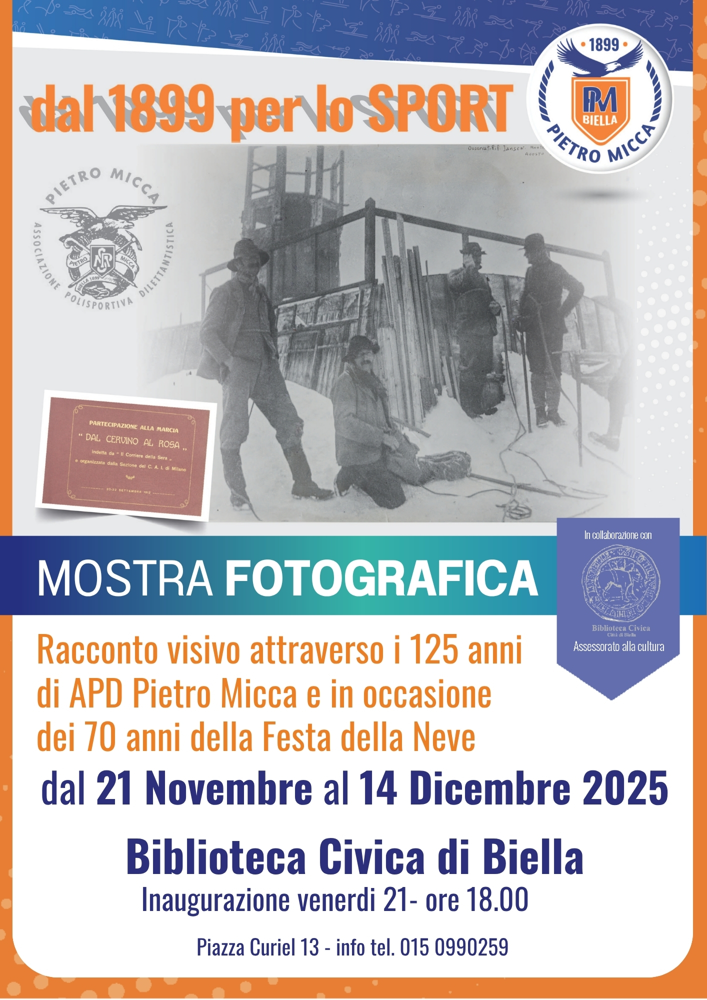 Mostra Fotografica sui 125 anni della APD Pietro Micca e il 70° Anniversario della Festa della Neve