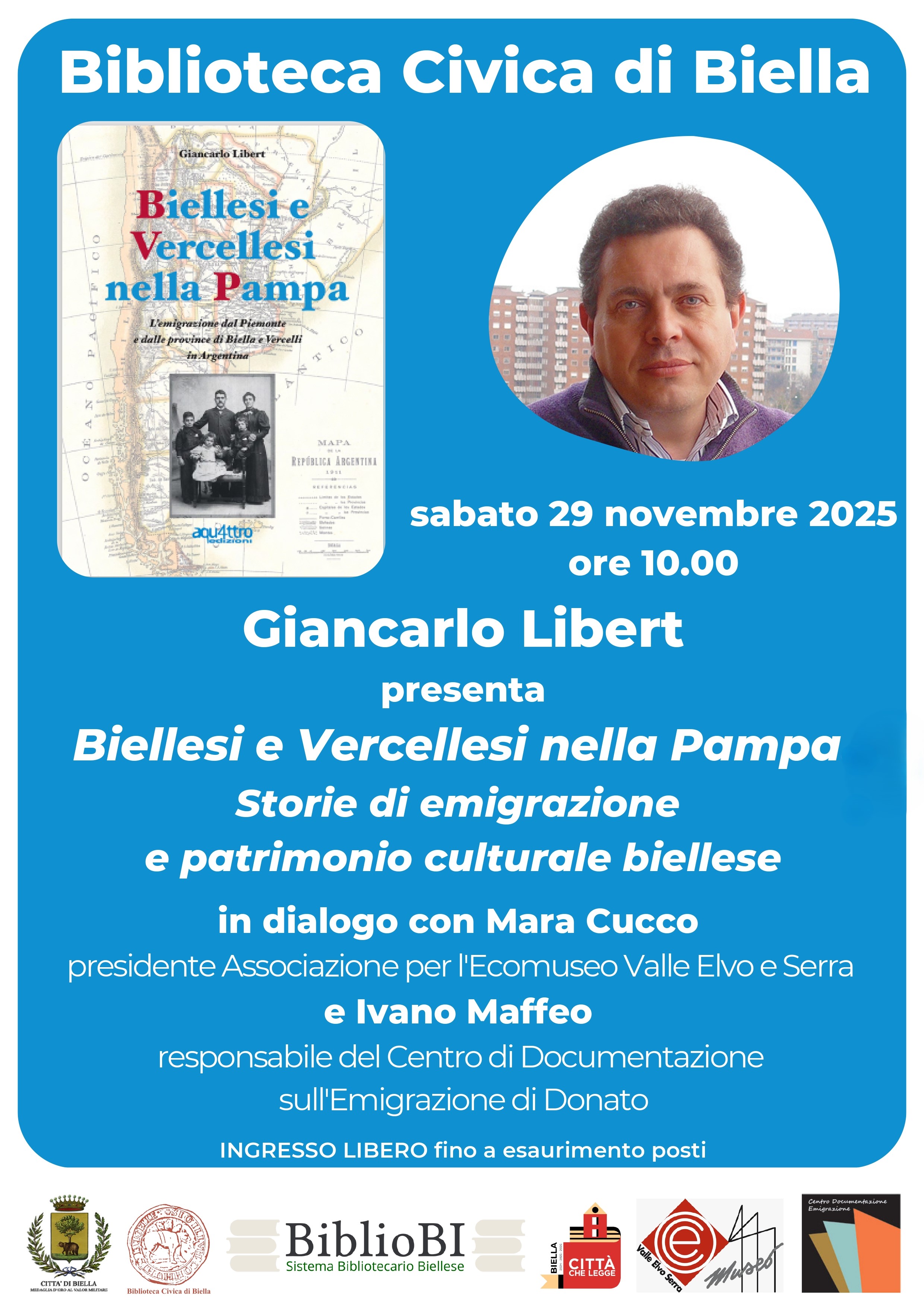 Presentazione del libro di Giancarlo Libert "Biellesi e Vercellesi nella Pampa"
