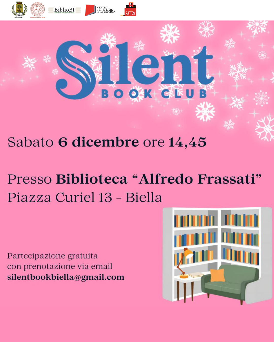 LA BIBLIOTECA DI BIELLA OSPITERÀ IL "SILENT BOOK CLUB BIELLA" A DICEMBRE