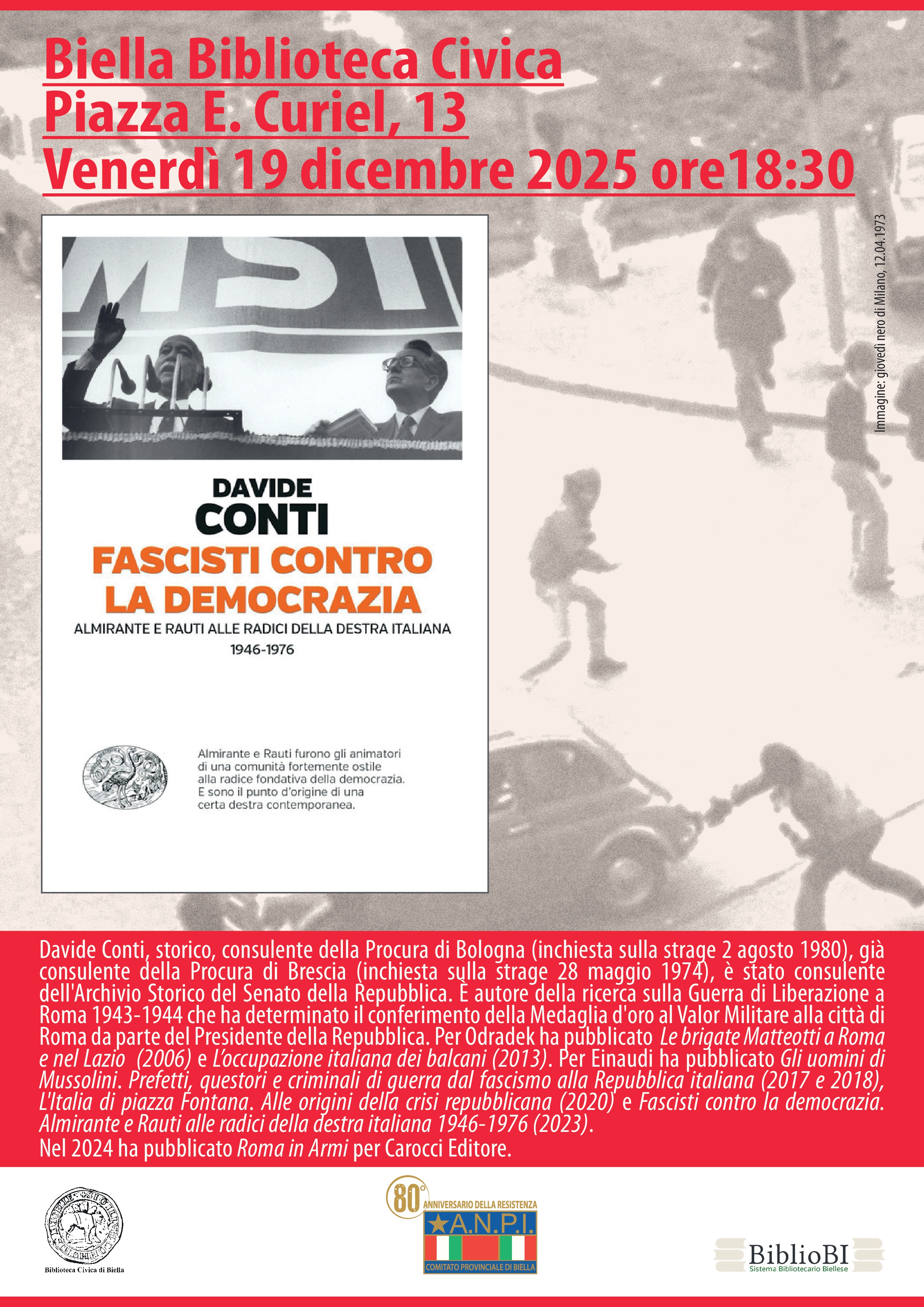 Presentazione del libro di Davide Conti FASCISTI CONTRO LA DEMOCRAZIA