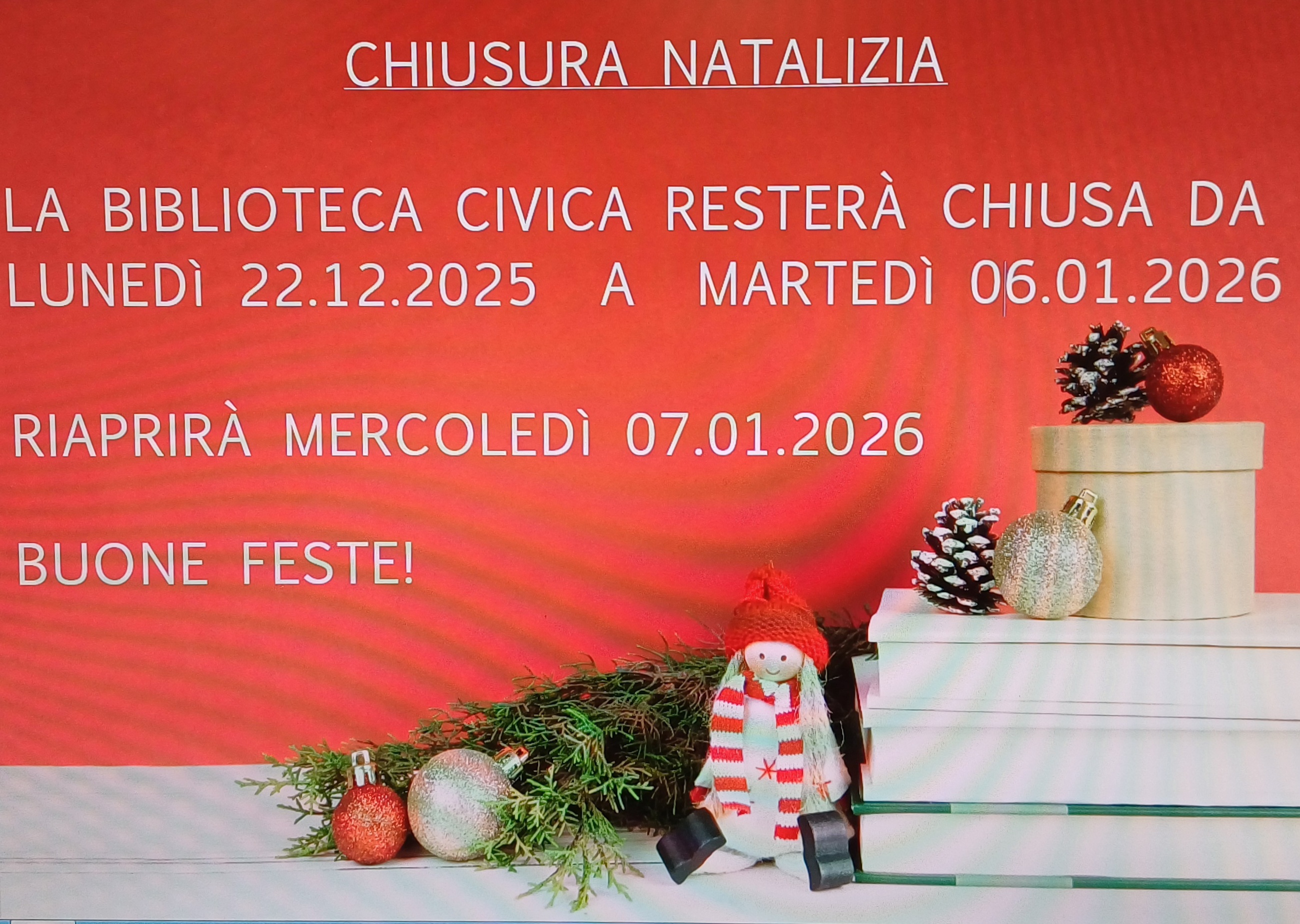 Biblioteca di Valdengo - Orari natalizi