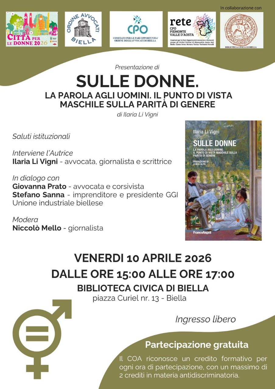 Presentazione del libro &ldquo;Sulle donne. La parola agli uomini" di Ilaria Li Vigni