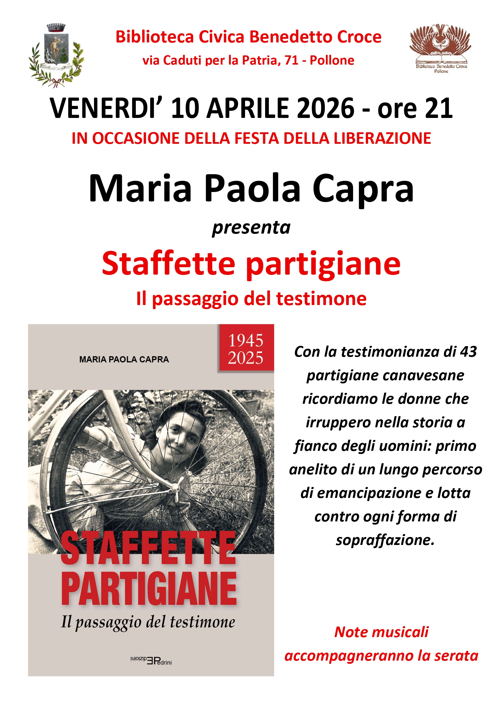 Maria Paola Capra presenta il suo libro &ldquo;Staffette partigiane&rdquo;