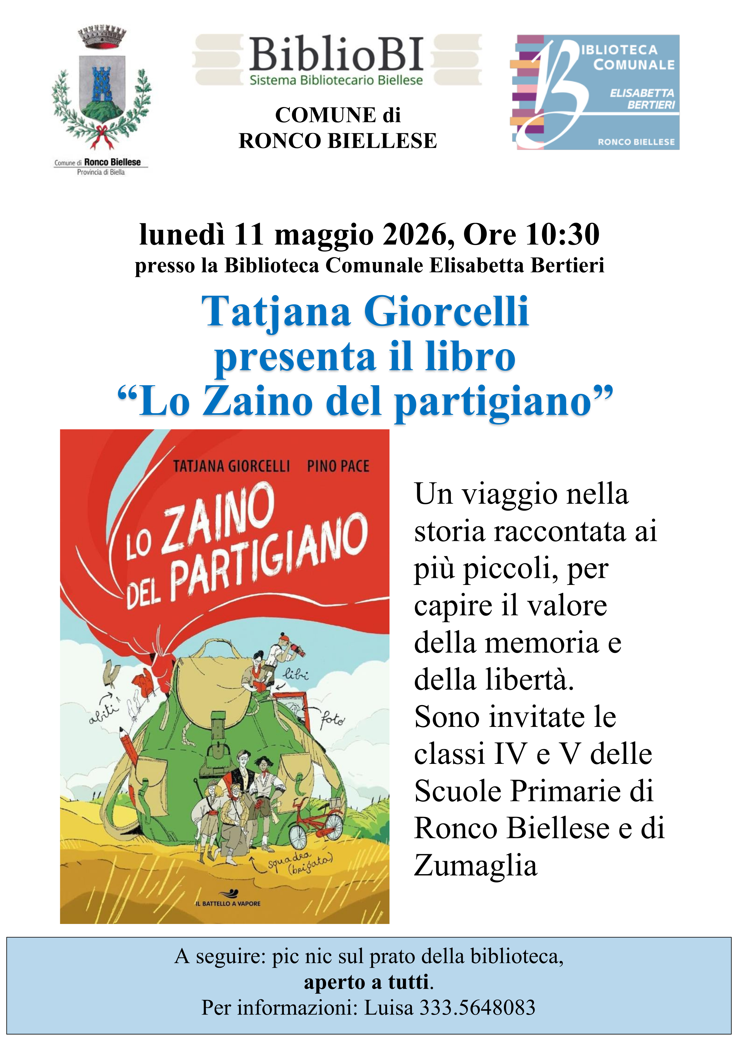 Tatjana Giorcelli presenta il suo libro "Lo zaino del partigiano"