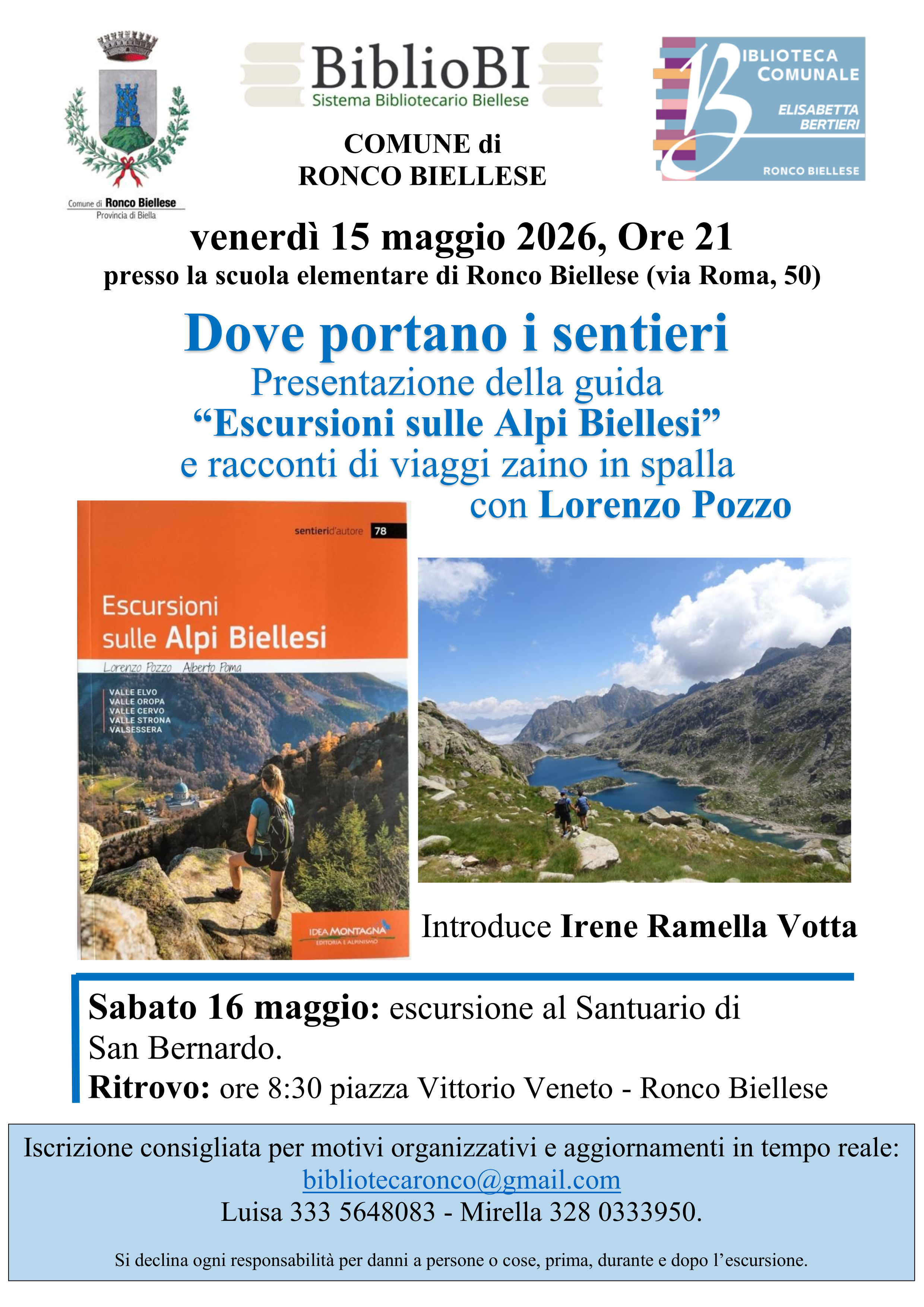 Due incontri per conoscere il territorio montano biellese e non solo