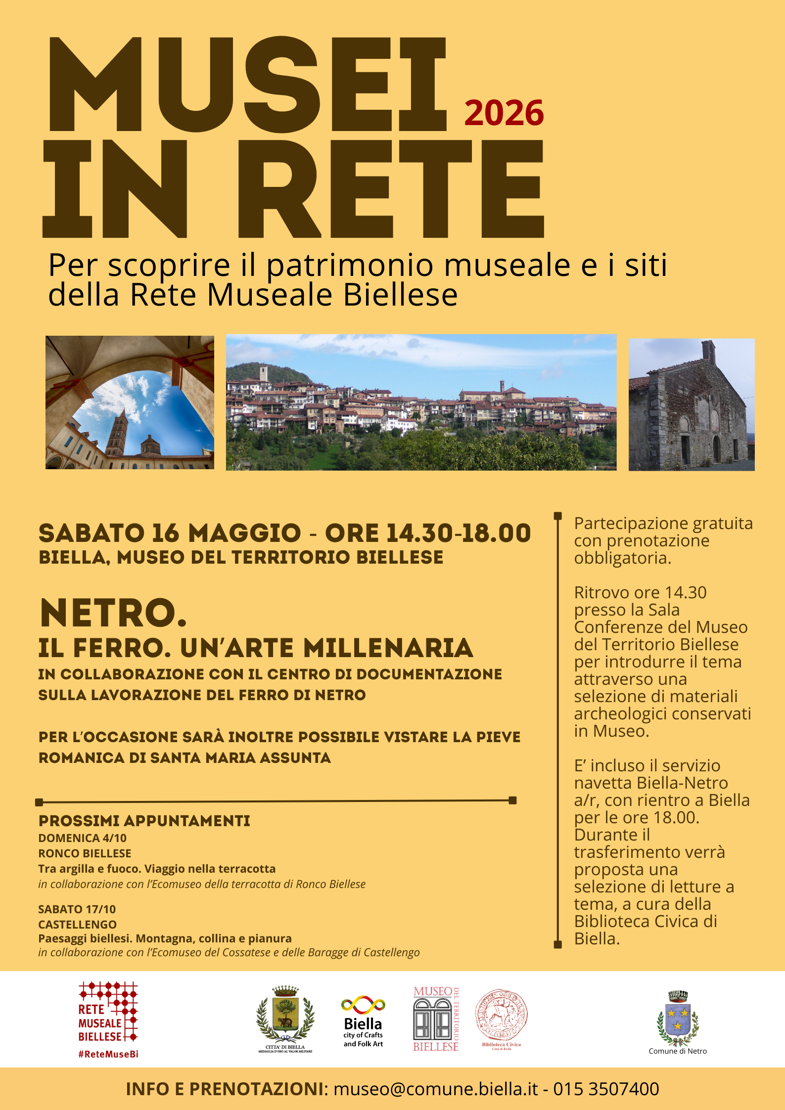 Musei in rete 2026. Visite guidate in collaborazione con la Rete Museale Biellese