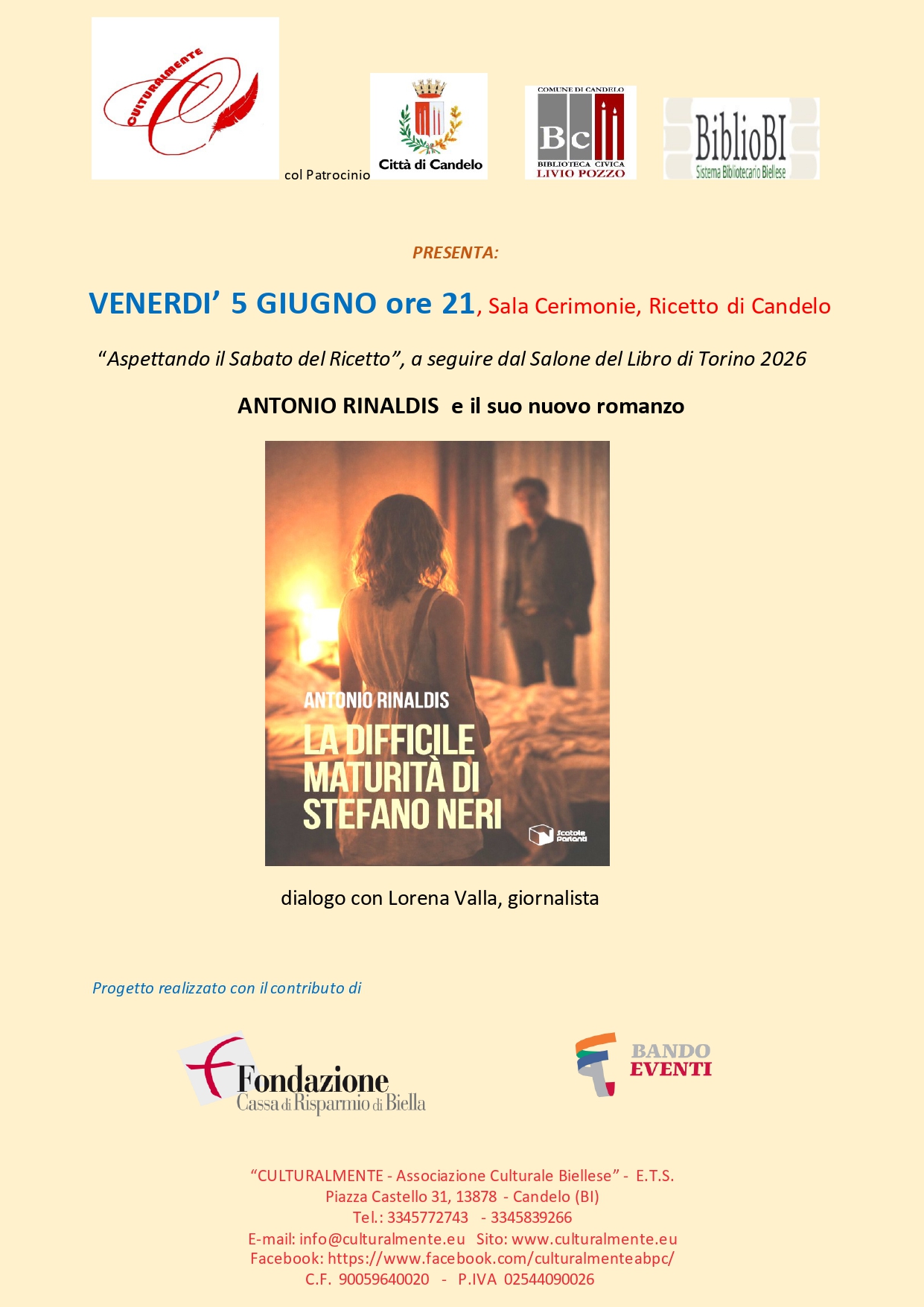 Presentazione del volume "La difficile maturit&agrave; di Stefano Beri" di Antonio Rinaldis
