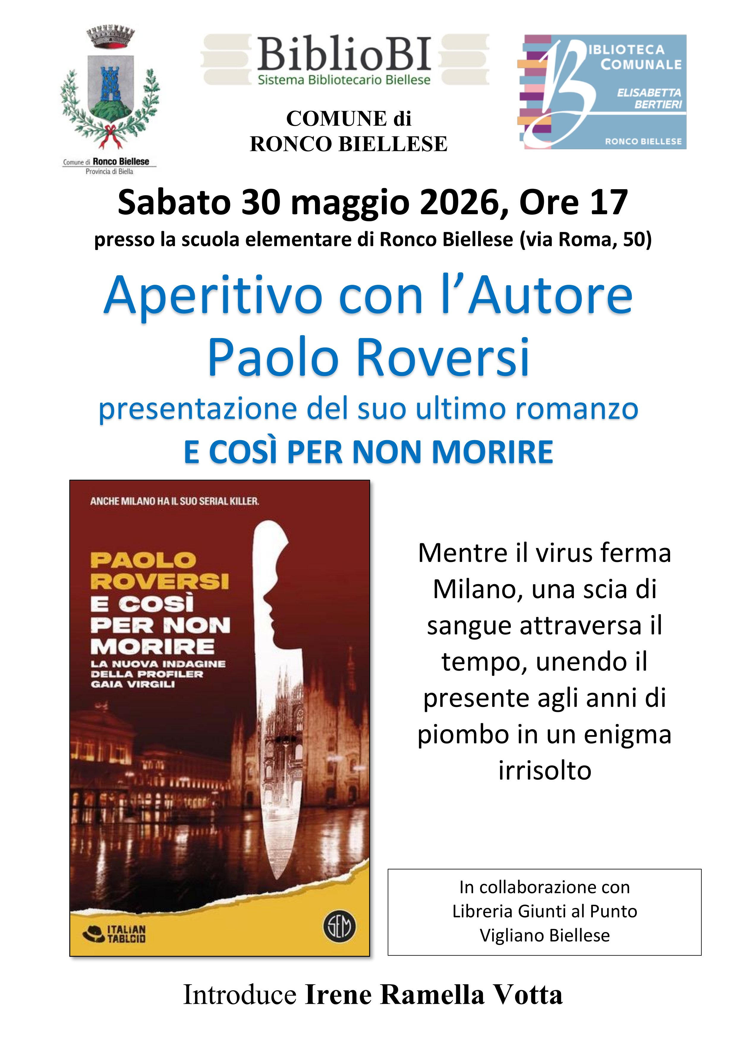 Paolo Roversi presenta in anteprima il suo ultimo libro "E cos&igrave; per non morire"