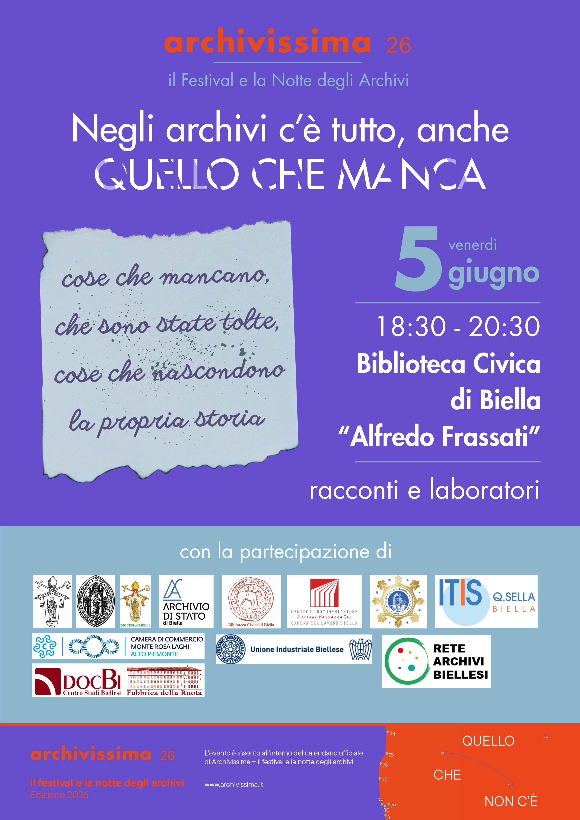 &ldquo;Negli archivi c&rsquo;&egrave; tutto, anche quello che manca&rdquo;: a Biella torna la Notte degli Archivi