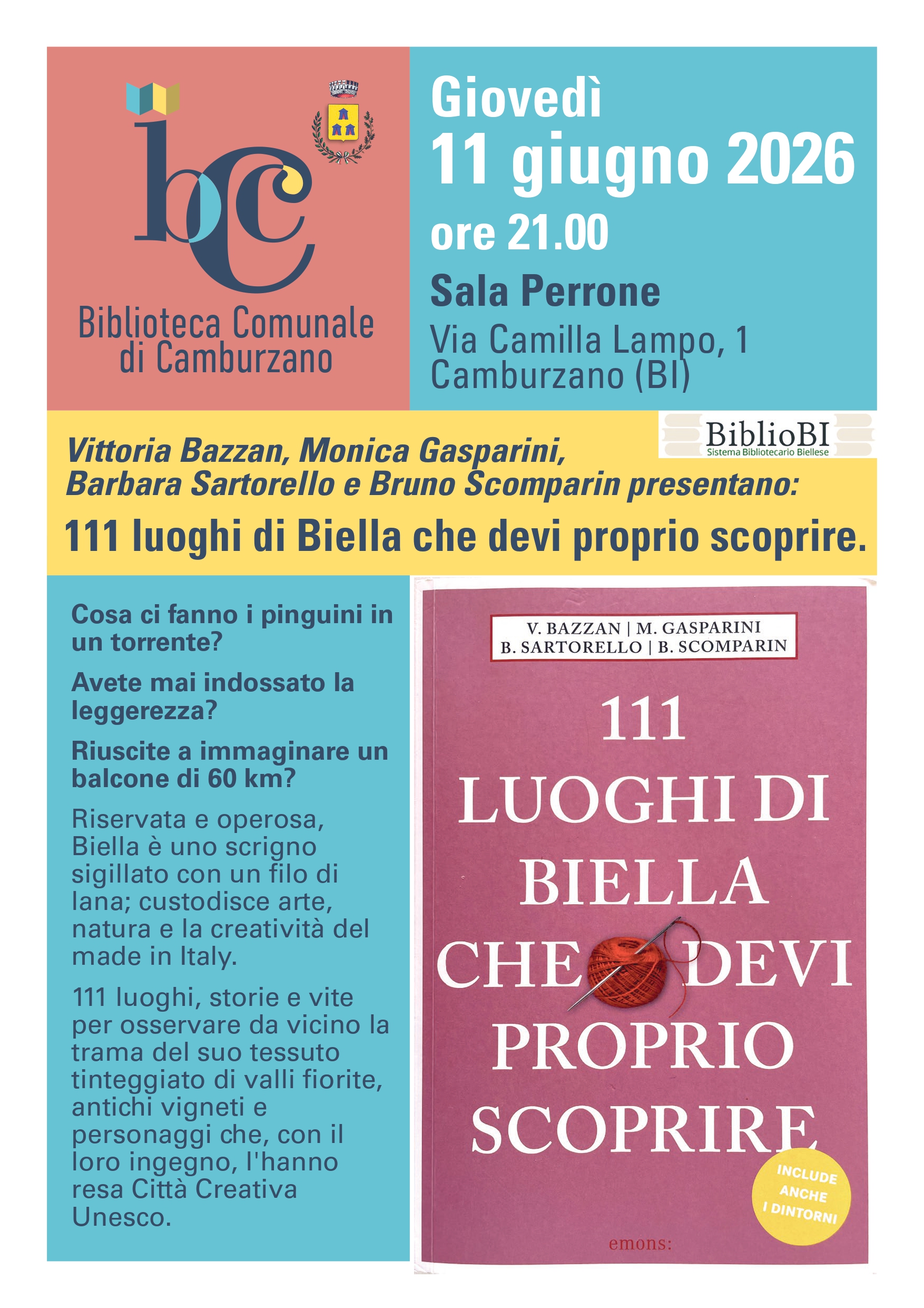 Presentazione del libro "111 LUOGHI DI BIELLA CHE DEVI PROPRIO SCOPRIRE&rdquo;