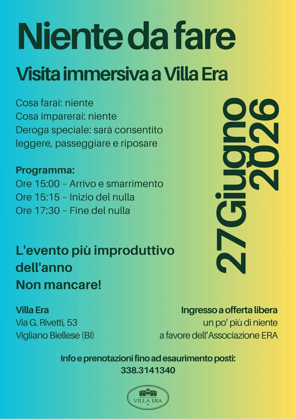 Fare niente. Visita immersiva a Villa Era