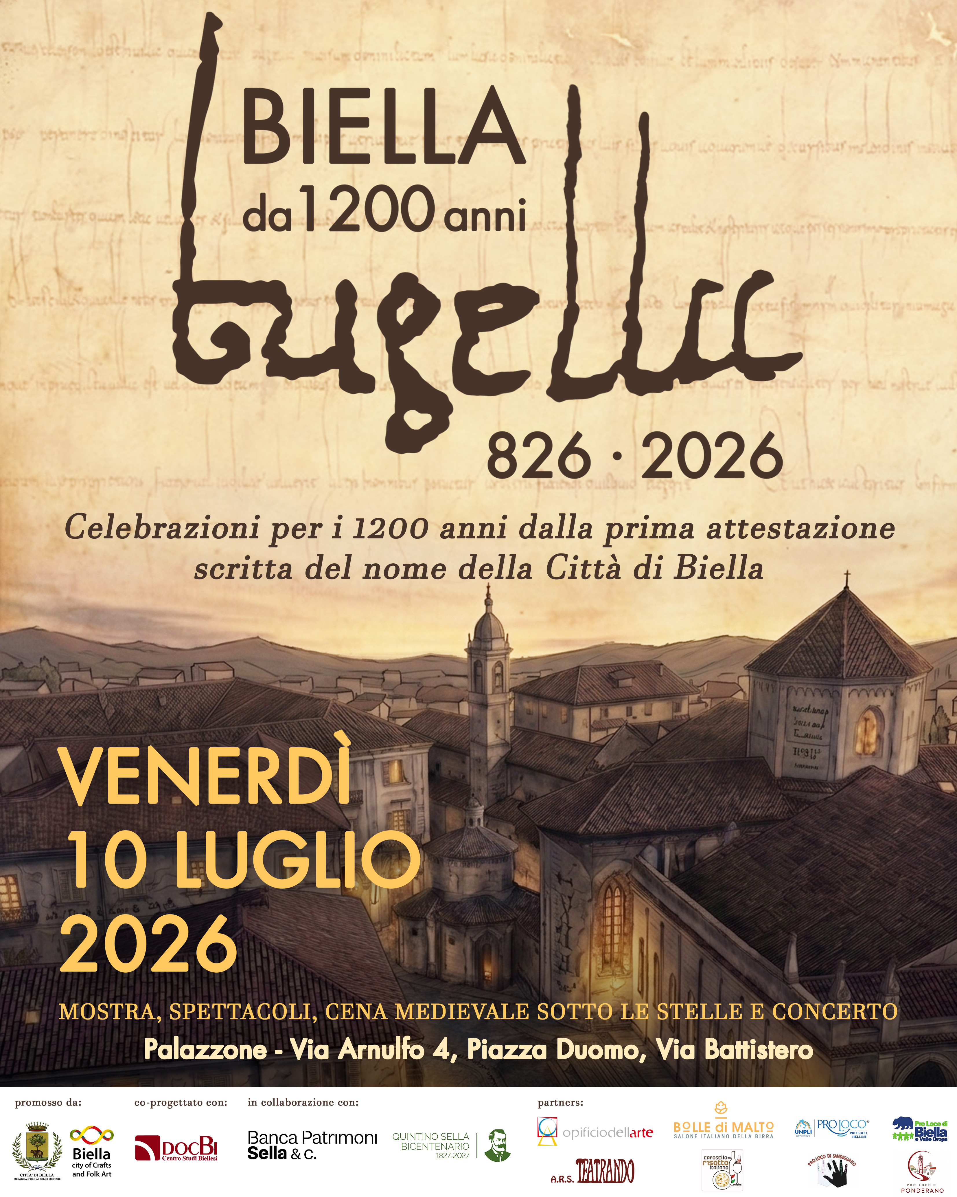 Celebrazioni per i 1200 anni dalla prima attestazione del nome della Citt&agrave; di Biella