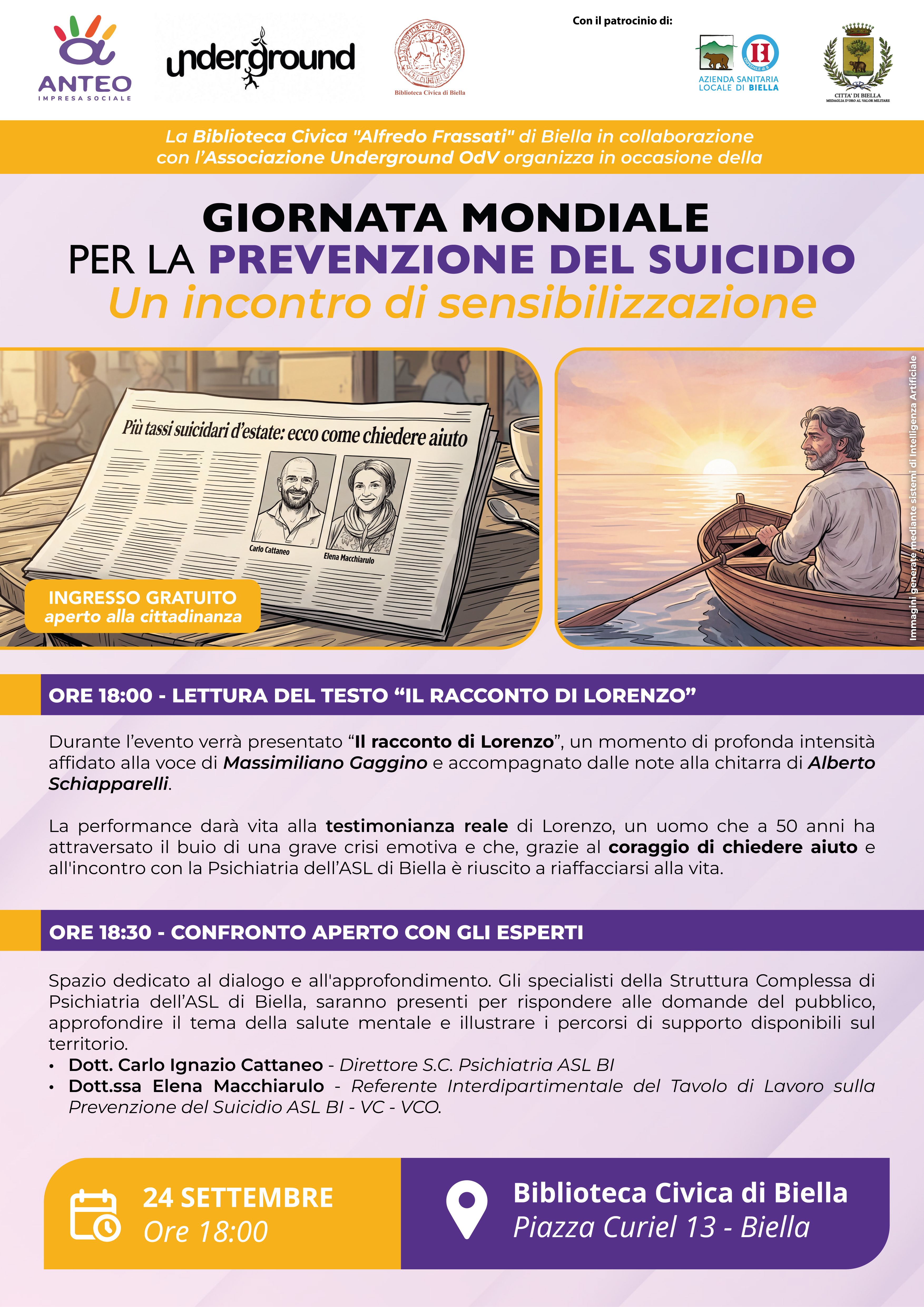 Giornata Mondiale per la prevenzione del suicidio - incontro di sensibilizzazione