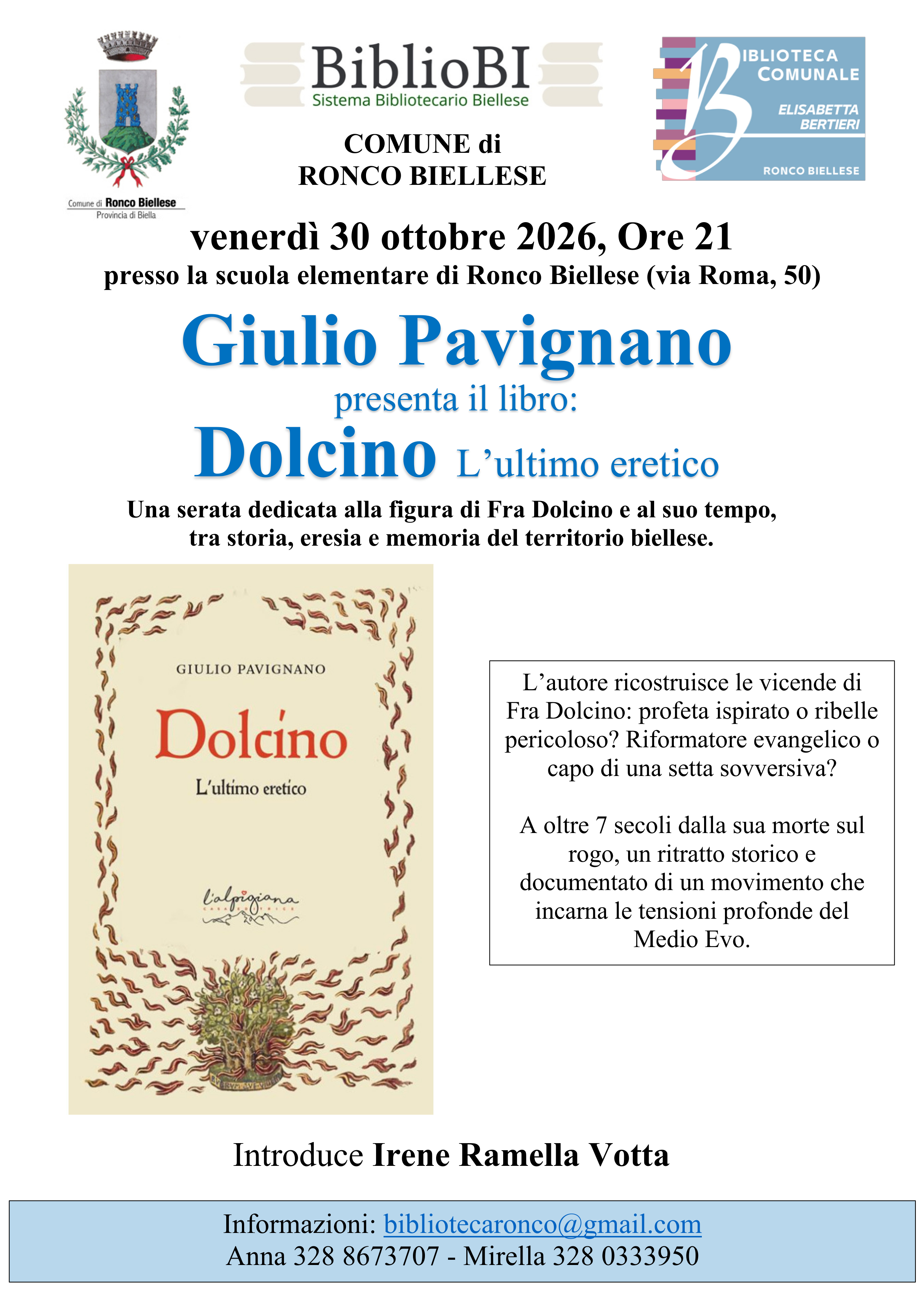 Giulio Pavignano presenta il libro "Dolcino, l'ultimo eretico"