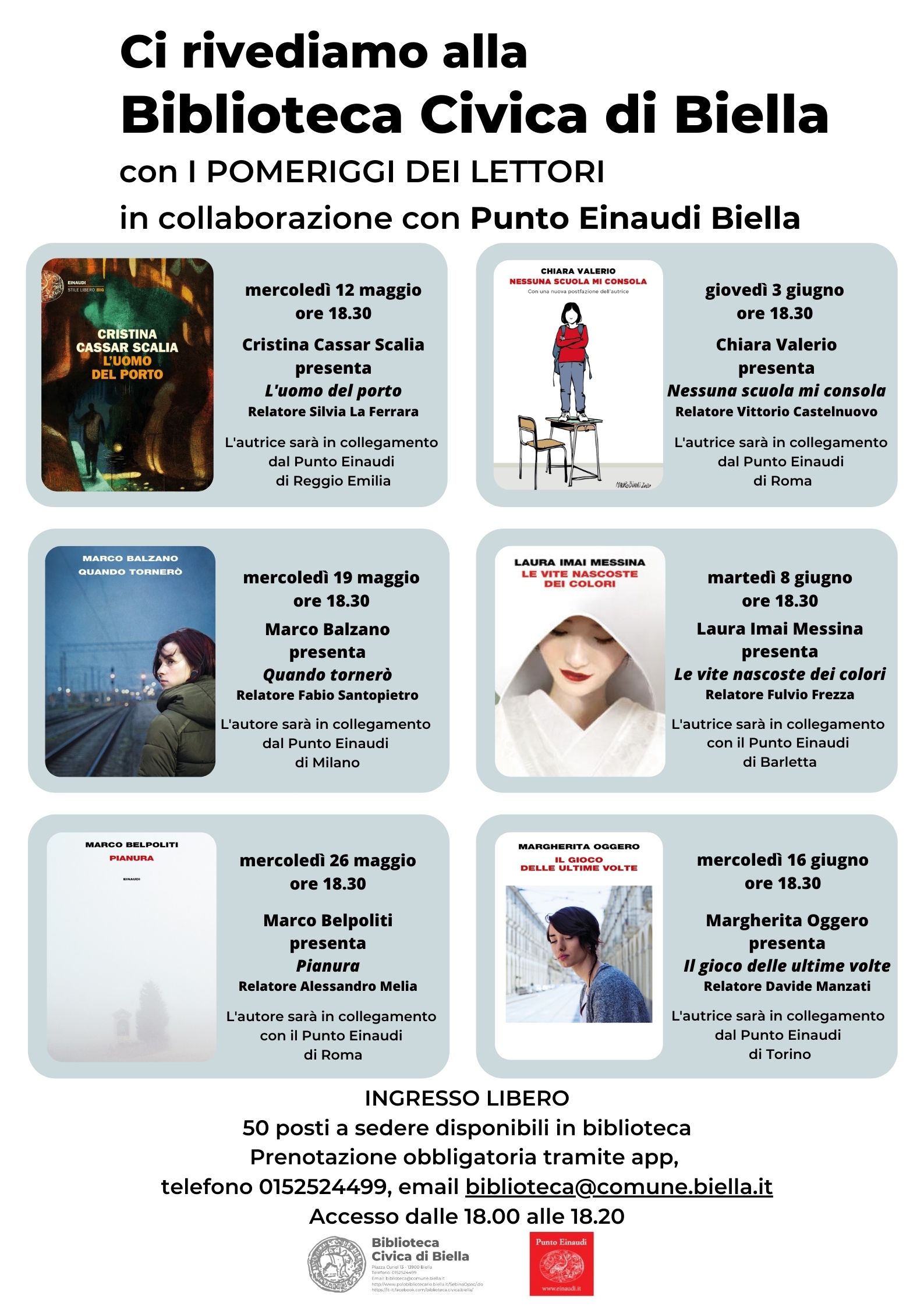 POMERIGGI DEI LETTORI - Biblioteca Civica di Biella