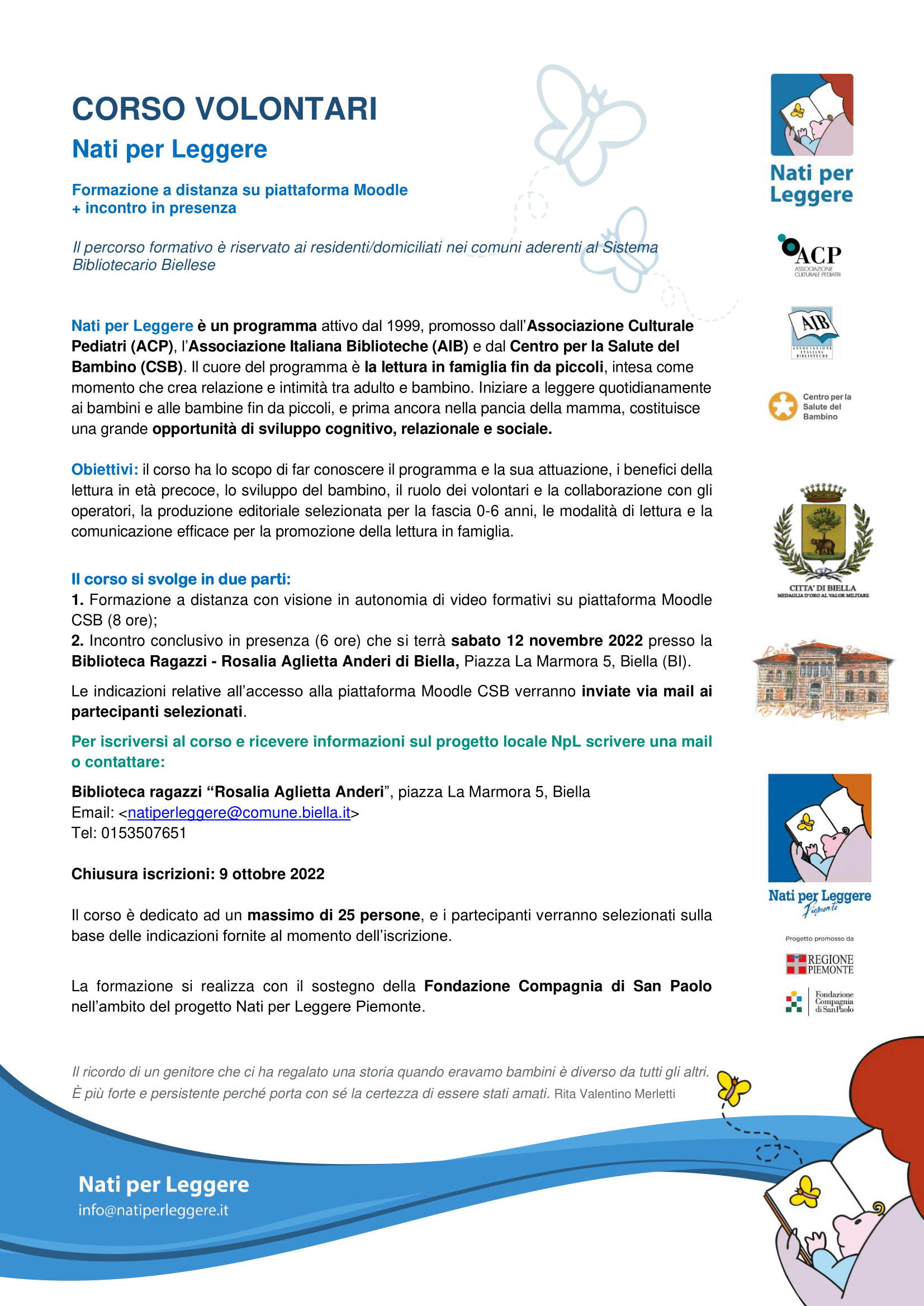 Corso di formazione per volontari Nati per Leggere